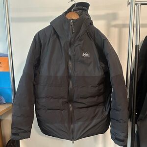 REI Men's Large Stormhenge waterproof down jacket